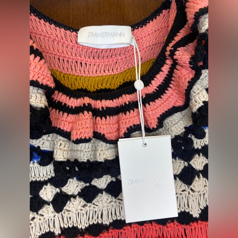 ZIMMERMANN Tiggy Frill crochet-knit cotton mini dress - Picture 7 of 12